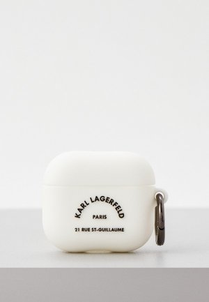 Чехол для наушников Karl Lagerfeld Airpods 3, Silicone case with ring RSG logo White. Цвет: белый