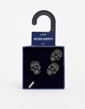 Набор из запонок и булавки для галстука -Золотой Peter Werth