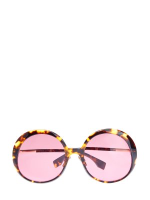 Очки круглой формы с черепаховым узором FENDI (sunglasses). Цвет: мульти