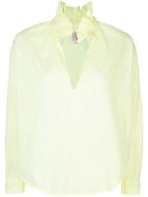 Блузка с оборками и V-образным вырезом A Shirt Thing. Цвет: желтый