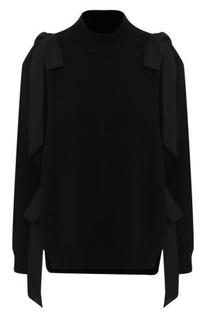 Шерстяной пуловер с воротником-стойкой Simone Rocha. Цвет: черный