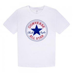 Подростковая футболка Chuck Patch Tee Converse. Цвет: белый