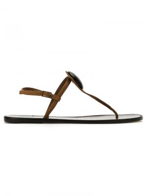 Leather flat sandals Osklen. Цвет: коричневый