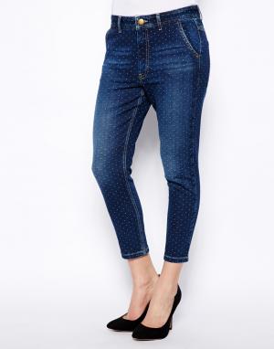 Узкие джинсы бойфренда в горошек Evie French Connection. Цвет: винтажный выбеленный