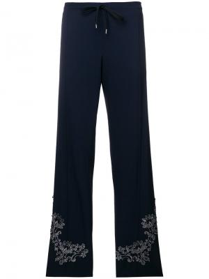 Прямые брюки с цветочной вышивкой Ermanno Scervino. Цвет: синий