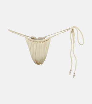 Плавки бикини string с вышивкой из бисера, белый SAME