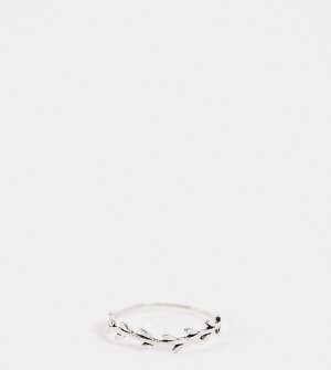 Тонкое кольцо с дизайном в виде листьев из стерлингового серебра -Серебристый Kingsley Ryan Curve