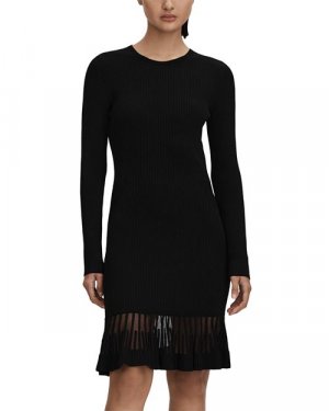 Вязаное платье Teagan с прозрачным подолом REISS, цвет Black Reiss