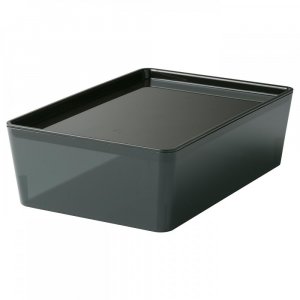 Крышка ящика ИКЕА КУГГИС прозрачная черная 18х26х8 см IKEA