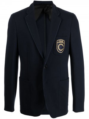 Однобортный пиджак с нашивкой-логотипом Roberto Cavalli. Цвет: синий