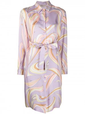 Платье-рубашка с длинными рукавами и абстрактным принтом Emilio Pucci. Цвет: фиолетовый