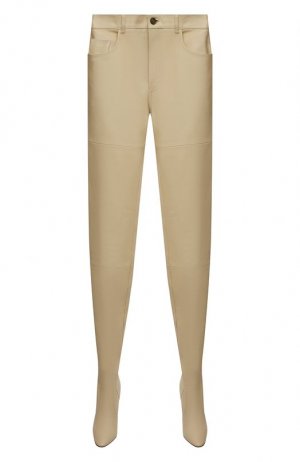 Кожаные брюки Saint Laurent. Цвет: кремовый