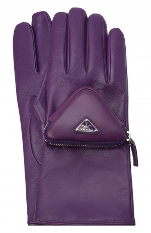 Кожаные перчатки Prada. Цвет: фиолетовый