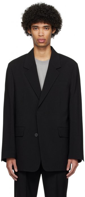 Черный пиджак на потайных пуговицах Solid Homme