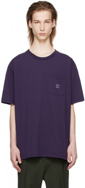 Пурпурная футболка с карманом Needles
