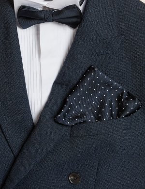 Комплект с галстуком в горошек и нагрудным платком , темно-синий Marks & Spencer