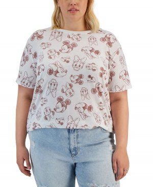 Модная футболка больших размеров с круглым вырезом и принтом Микки , белый Disney