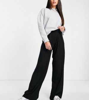 Черные базовые широкие брюки из джерси ASOS DESIGN Tall-Черный цвет Tall