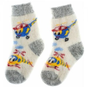 Шерстяные носки детские, вязаные, для девочки, из козьей шерсти, зимние, теплые, мальчика, размер 29-32 Снежно. Цвет: синий/белый/серый