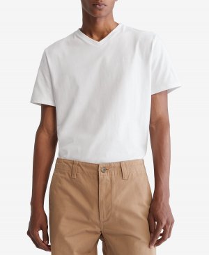 Мужская однотонная футболка из гладкого хлопка с v-образным вырезом Calvin Klein