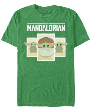 Звездные войны the mandalorian child cartoon panels короткий рукав мужская футболка Fifth Sun, изумрудный