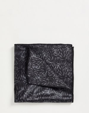 Карманный платок серого цвета с принтом чертополоха -Черный цвет Bolongaro Trevor