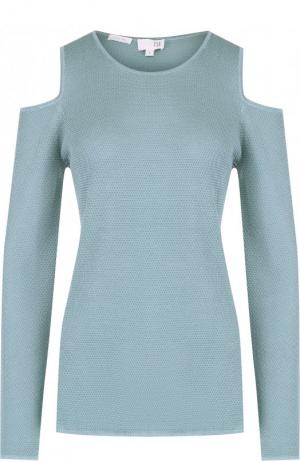 Шелковый пуловер с разрезами на плечах Tse. Цвет: голубой