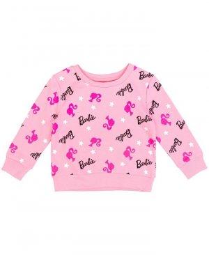 Пуловер из французской махровой ткани для девочек, свитшот , розовый Barbie