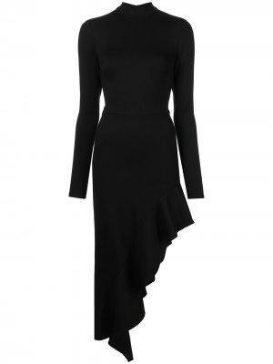 Платье миди с асимметричным подолом Alexis. Цвет: черный
