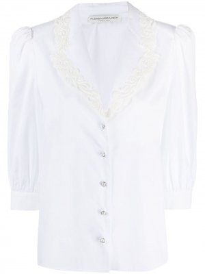 Рубашка с вышивкой на воротнике Alessandra Rich. Цвет: белый
