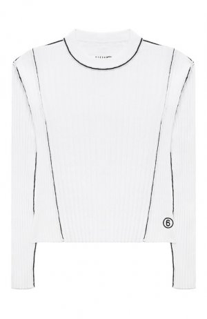 Хлопковый пуловер MM6. Цвет: белый