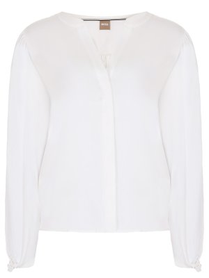 Блуза шелковая BOSS. Цвет: белый