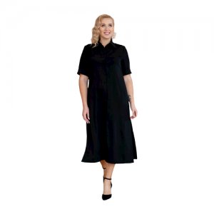 Платье-рубашка из хлопка, большой размер, 52 Мирослава Смирнова. Цвет: черный
