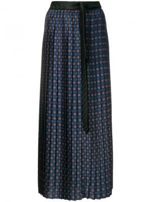 Плиссированная юбка с узором Hache. Цвет: синий