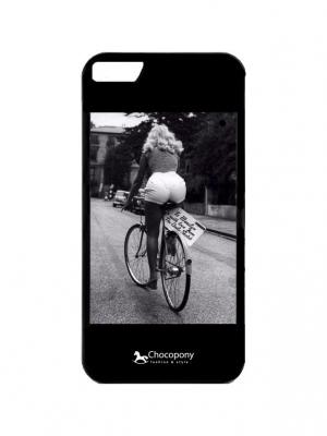 Чехол для iPhone 7  Блондинка на велике Арт. Black7-112 Chocopony. Цвет: черный