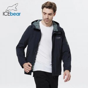 Мужская короткая ветровка, весенний стильный тренч с капюшоном, качественная куртка, одежда MWB21665D ICEbear