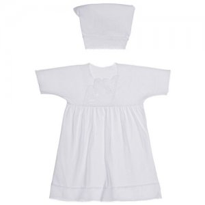 Крестильный комплект детский, косынка и платье, размер 62-68, белый Трия. Цвет: белый