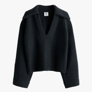 Свитер Studio Collection Wool-blend With Collar, черный H&M