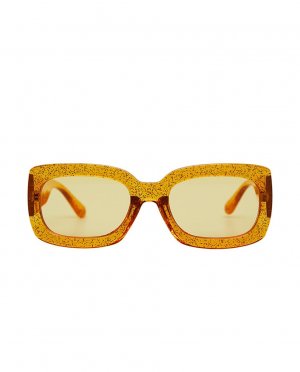 Женские солнцезащитные очки квадратной формы с блестками , желтый Pieces