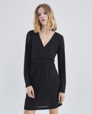 Платье с короткими рукавами и V-образным вырезом , черный IKKS