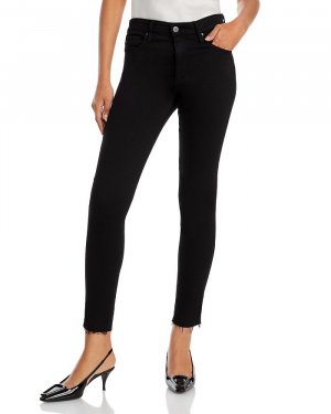 Черные джинсы-скинни до щиколотки Farrah с высокой посадкой и необработанным краем AG
