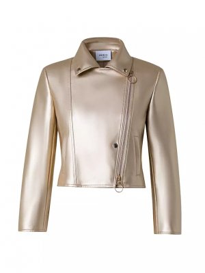 Байкерская куртка из искусственной кожи цвета металлик , золото Akris Punto