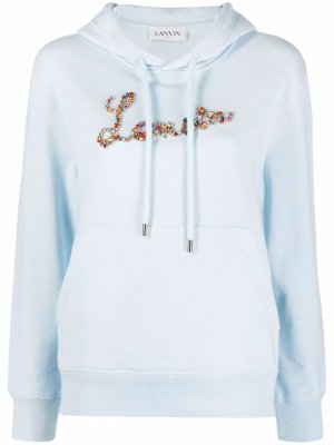 Crystal-embellished logo hoodie LANVIN. Цвет: синий