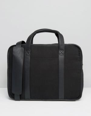 Черный парусиновый портфель ASOS. Цвет: черный