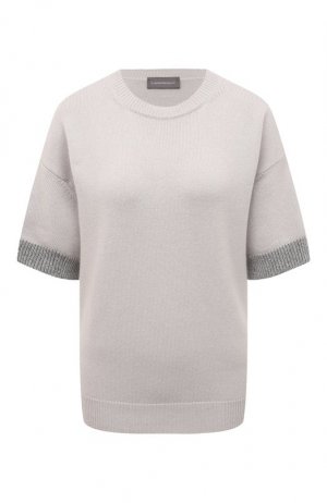 Пуловер из шерсти и шелка Lorena Antoniazzi. Цвет: серый