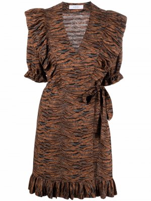 Платье мини Landsunny с оборками Roseanna. Цвет: коричневый