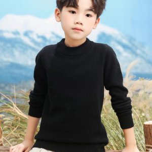 Детский свитер, водолазка из 100% мериносовой шерсти, зимний пуловер плотной мягкий теплый осенний джемпер, вязаный топ с длинными рукавами VALIANLY