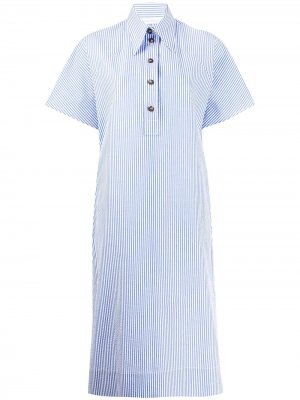 Полосатое платье-рубашка с короткими рукавами Cédric Charlier. Цвет: синий
