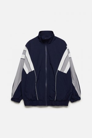 Куртка-олимпийка с геометрическим принтом befree. Цвет: синий