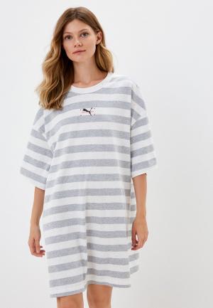 Платье PUMA RE:Collection Stripe Dress. Цвет: серый